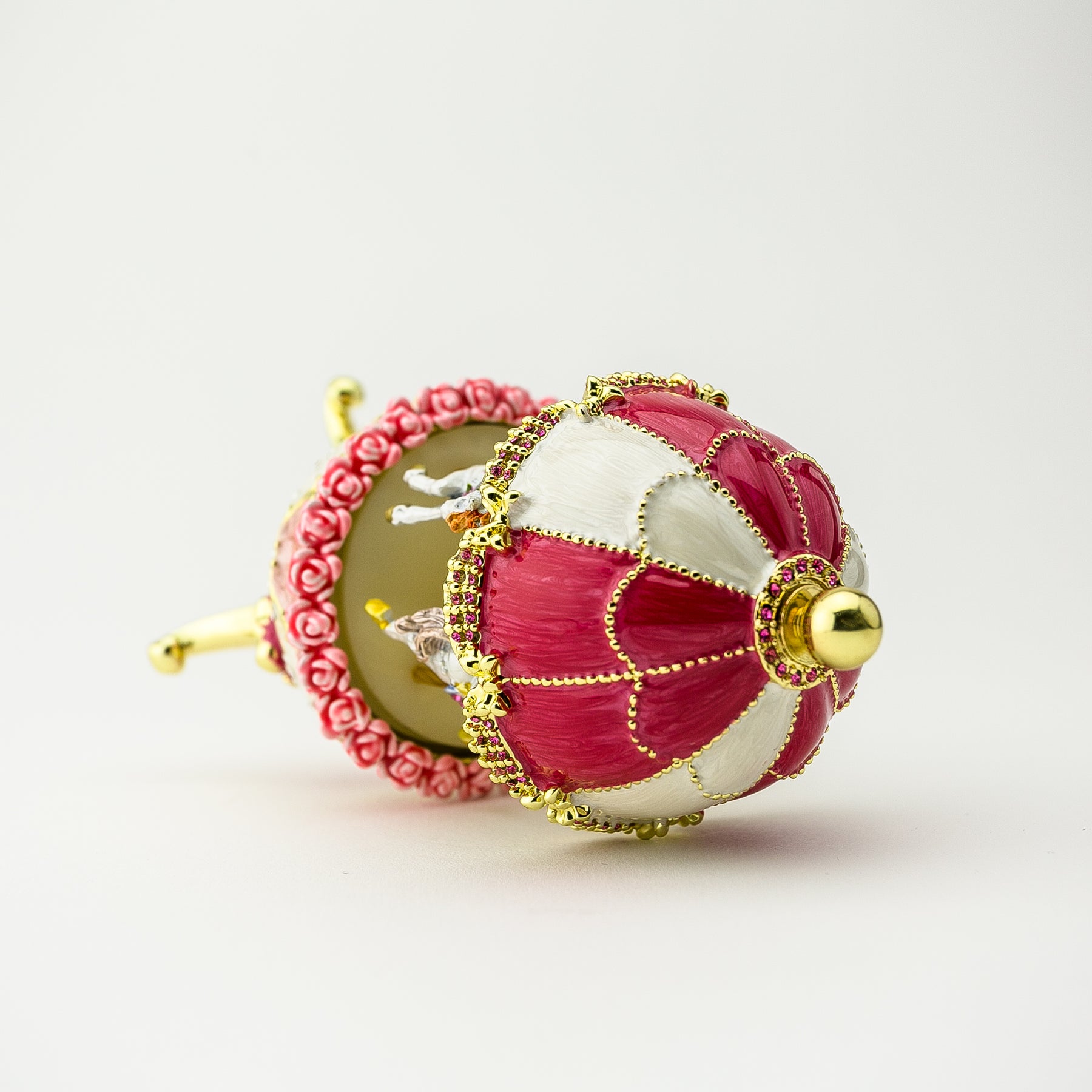 Keren Kopal Red Wind up Horse Carousel Faberge Egg