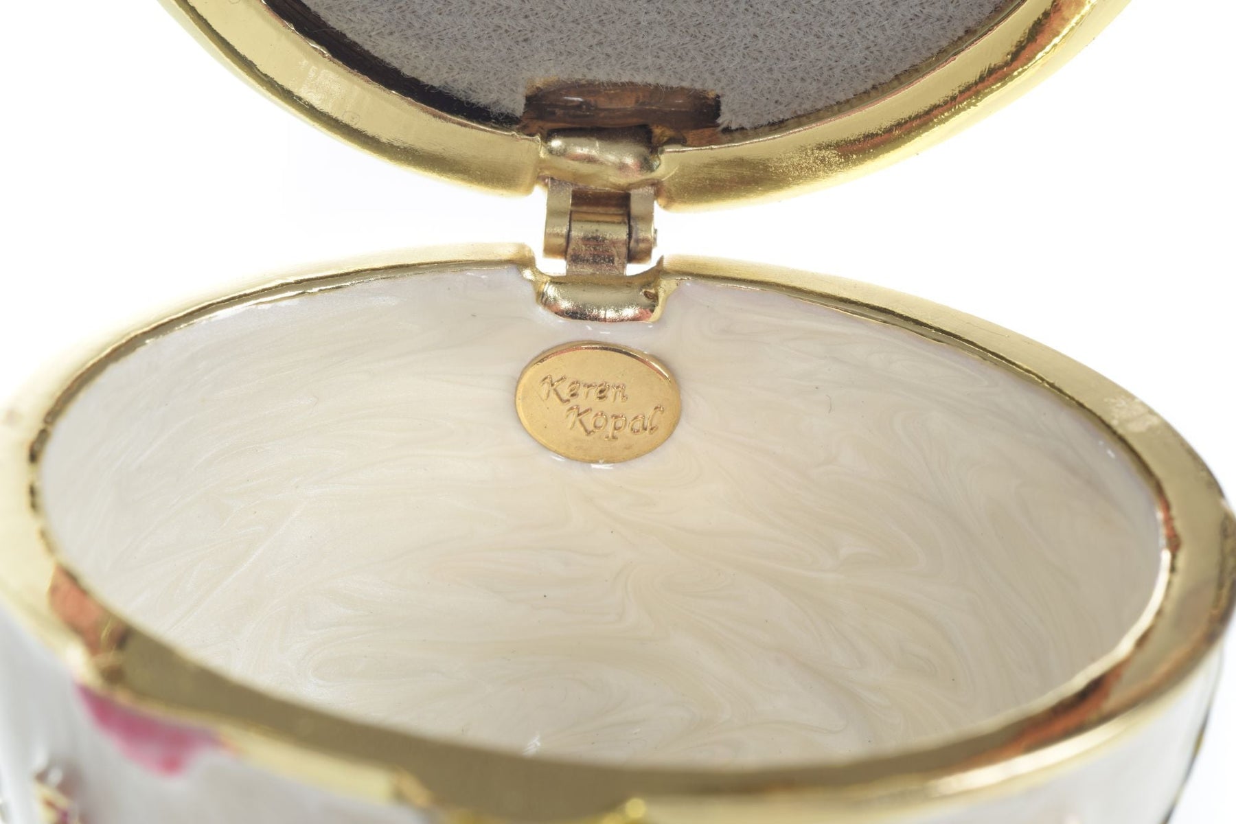 Keren Kopal White with red flower Music box Fur Elise by Beethoven Faberge Egg