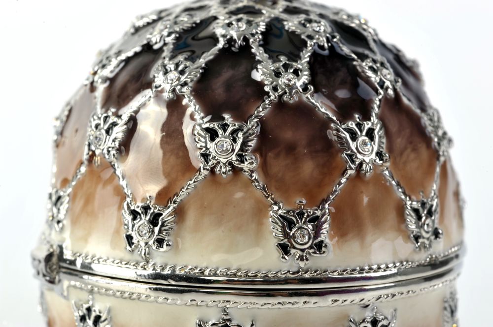 Keren Kopal Brown Faberge Egg with Quartz Clock