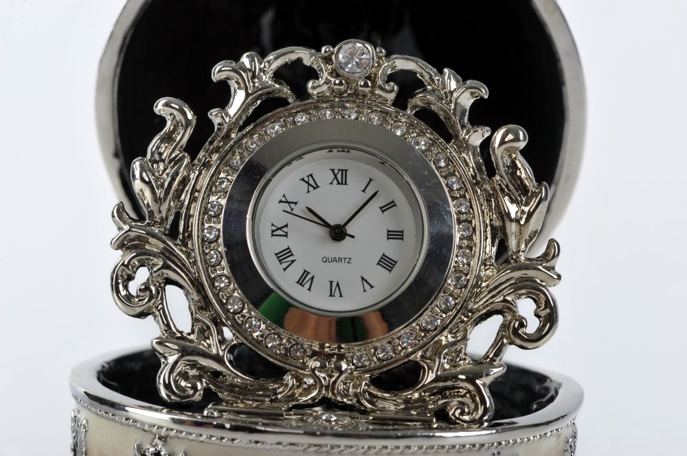 Keren Kopal Brown Faberge Egg with Quartz Clock