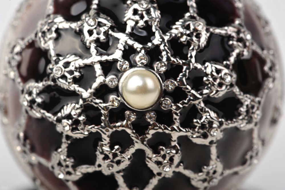 Keren Kopal Brown Faberge Egg with Quartz Clock