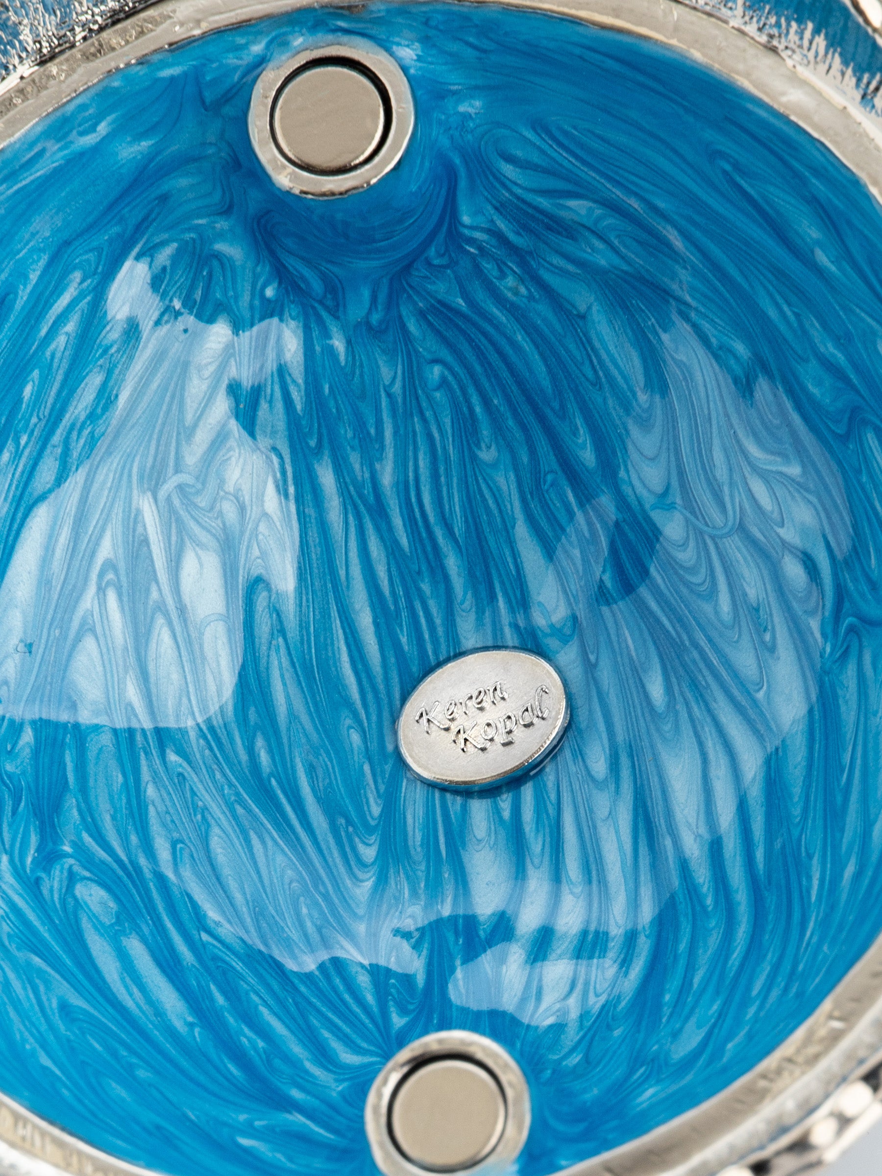 Keren Kopal Blue Umbrella Trinket Box Handmade with Swarovski Crystals