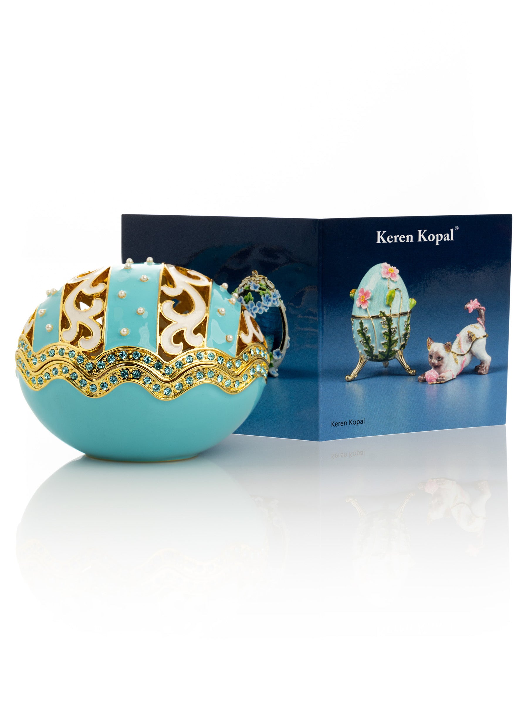 Keren Kopal Turquoise Egg with pearls
