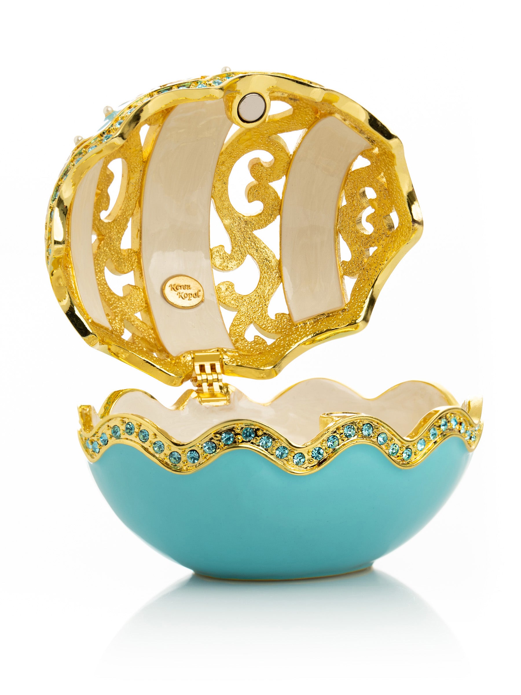 Keren Kopal Turquoise Egg with pearls