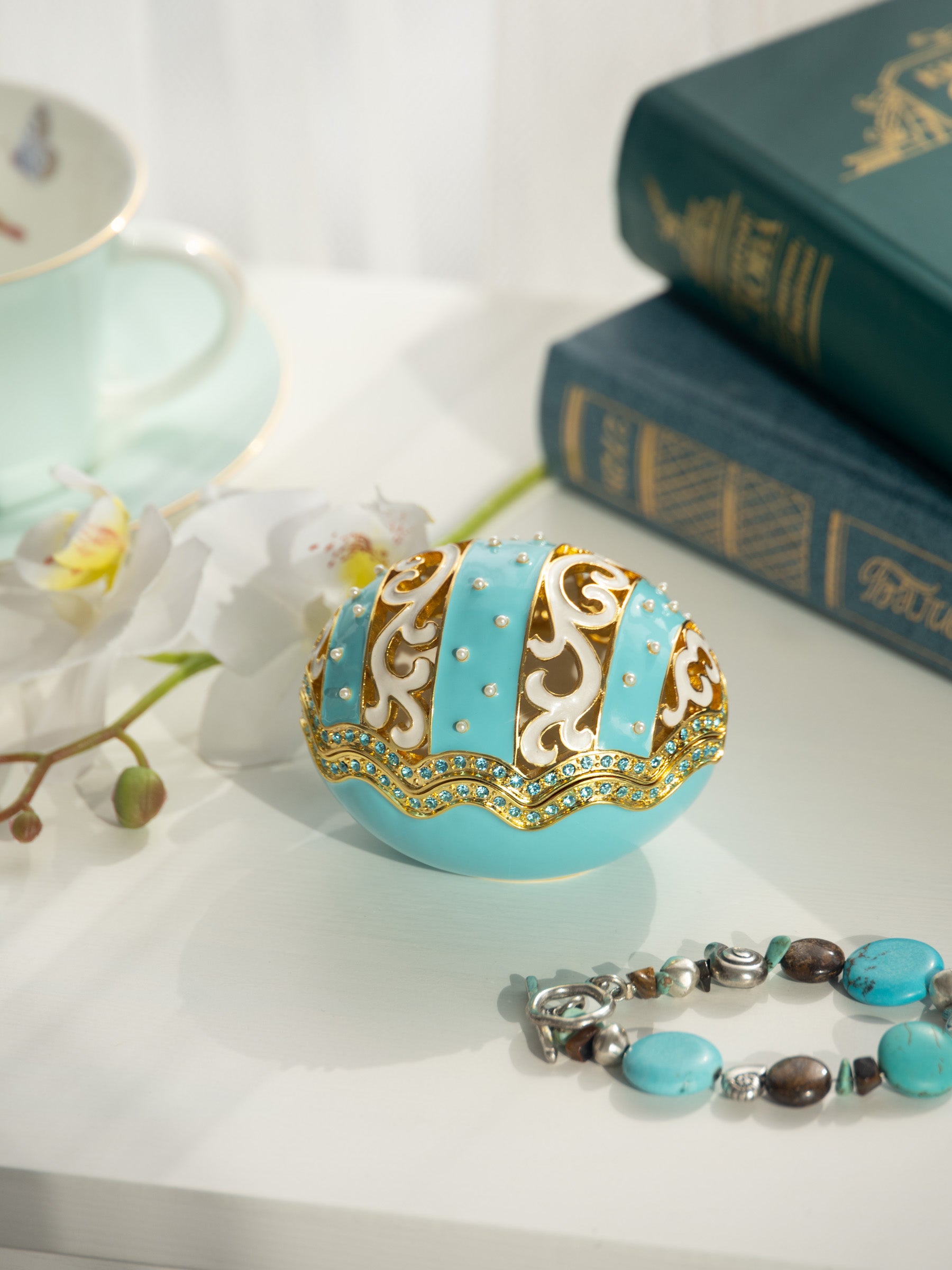 Keren Kopal Turquoise Egg with pearls