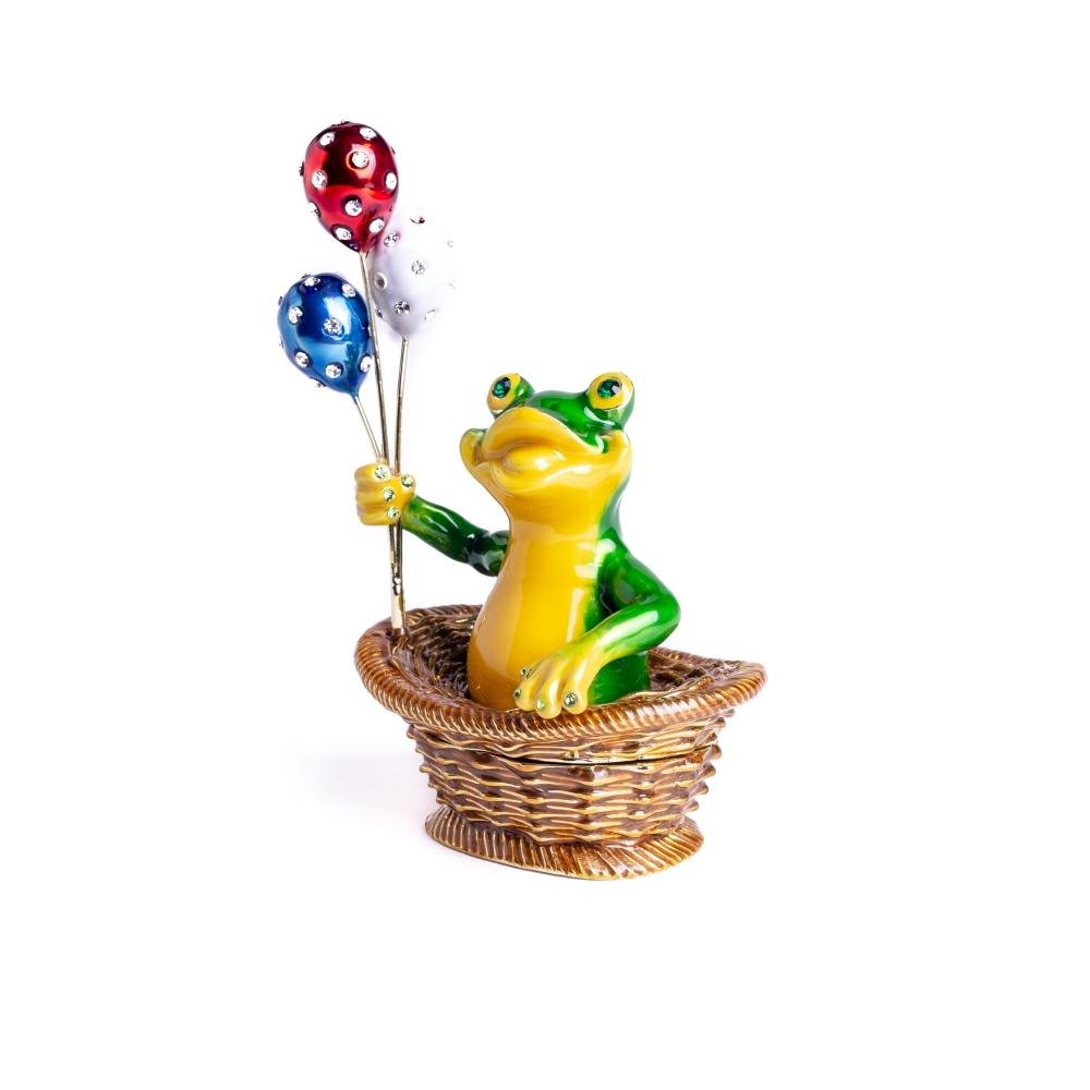 Keren Kopal Frog Sitting in a Basket Holding Balloons