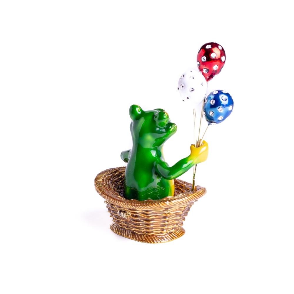 Keren Kopal Frog Sitting in a Basket Holding Balloons
