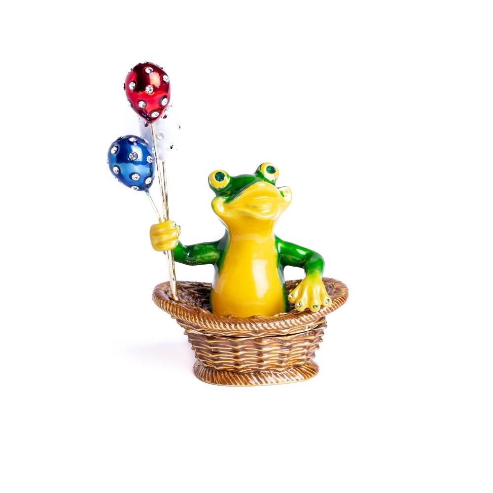 Keren Kopal Frog Sitting in a Basket Holding Balloons