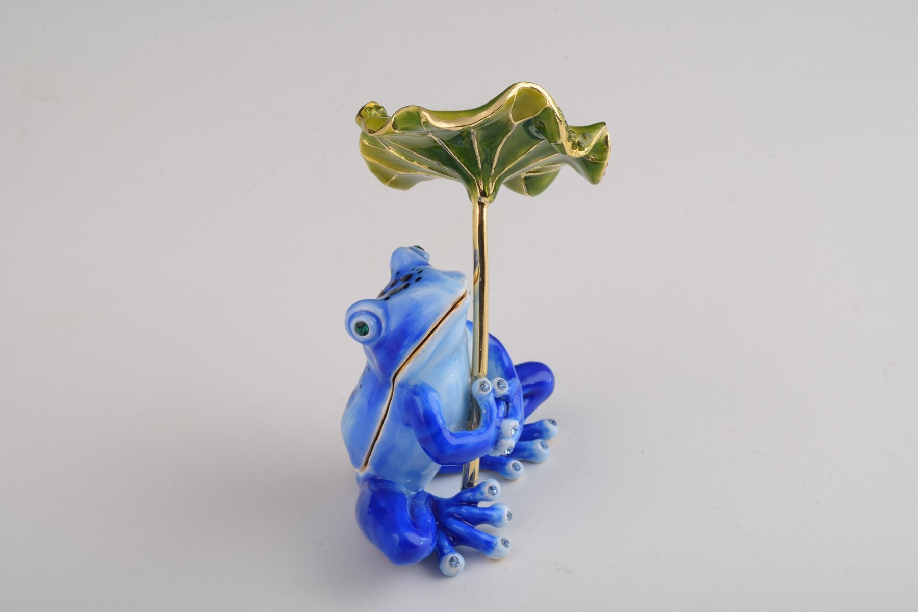 Keren Kopal Blue Frog with Umbrella Trinket Box