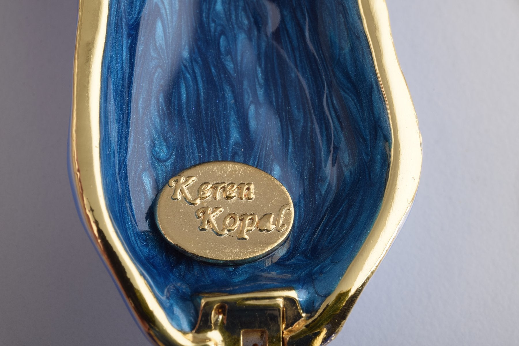 Keren Kopal Blue Frog with Umbrella Trinket Box