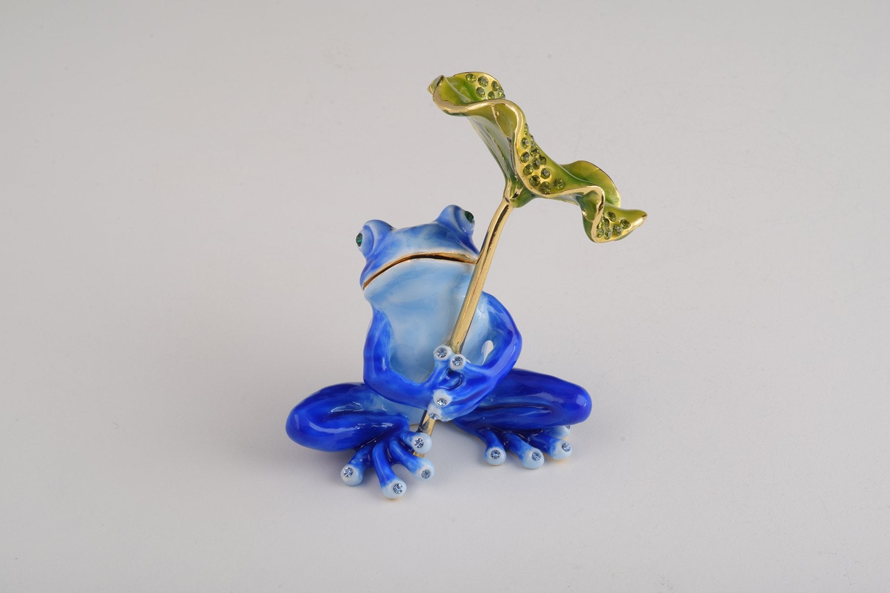 Keren Kopal Blue Frog with Umbrella Trinket Box