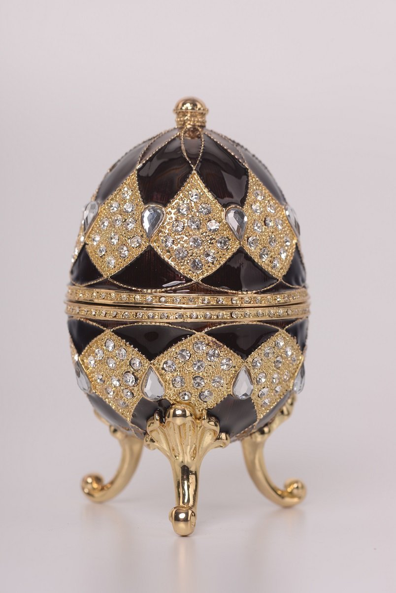 Keren Kopal Brown Faberge Egg with Egg Pendant Inside
