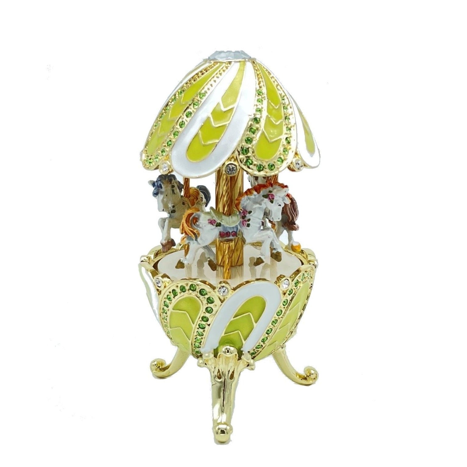 Keren Kopal Green Wind up Musical Carousel Swan lake by Tchaikovsky