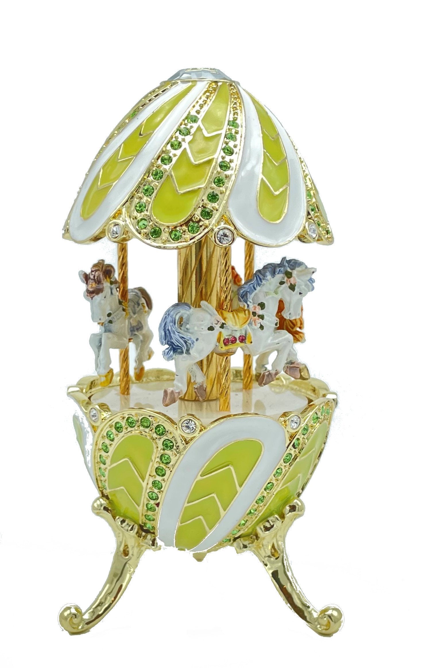 Keren Kopal Green Wind up Musical Carousel Swan lake by Tchaikovsky