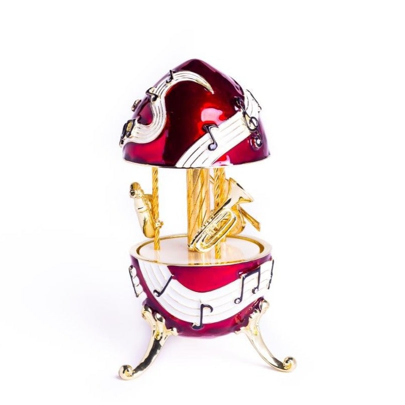 Keren Kopal Red Musical Carousel with Music Instruments Violin Saxophone Trumpet