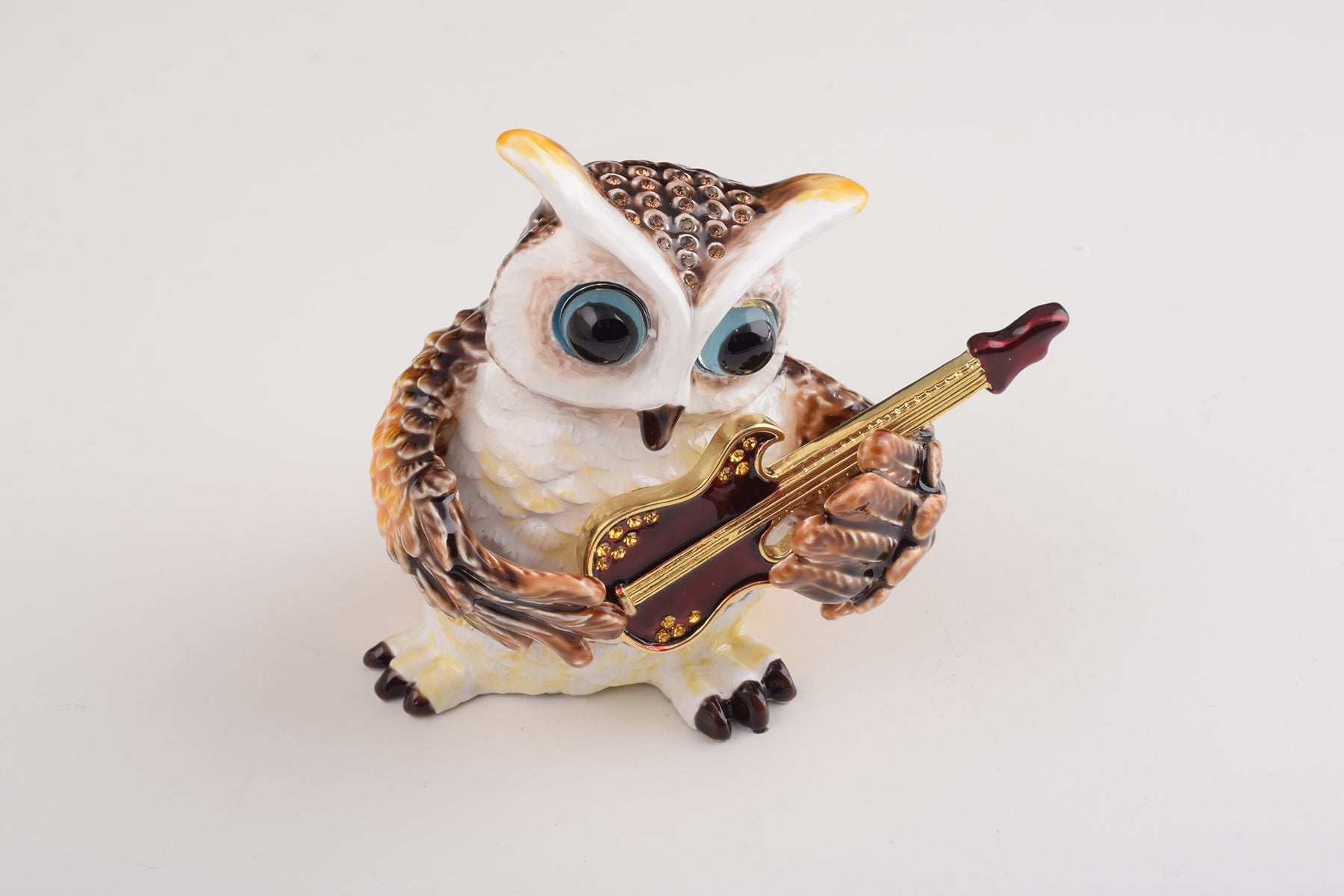 Keren Kopal Brown Owl Playing Guitar Trinket Box