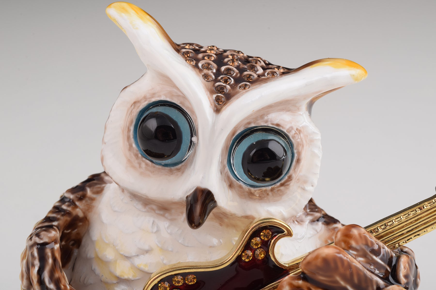 Keren Kopal Brown Owl Playing Guitar Trinket Box