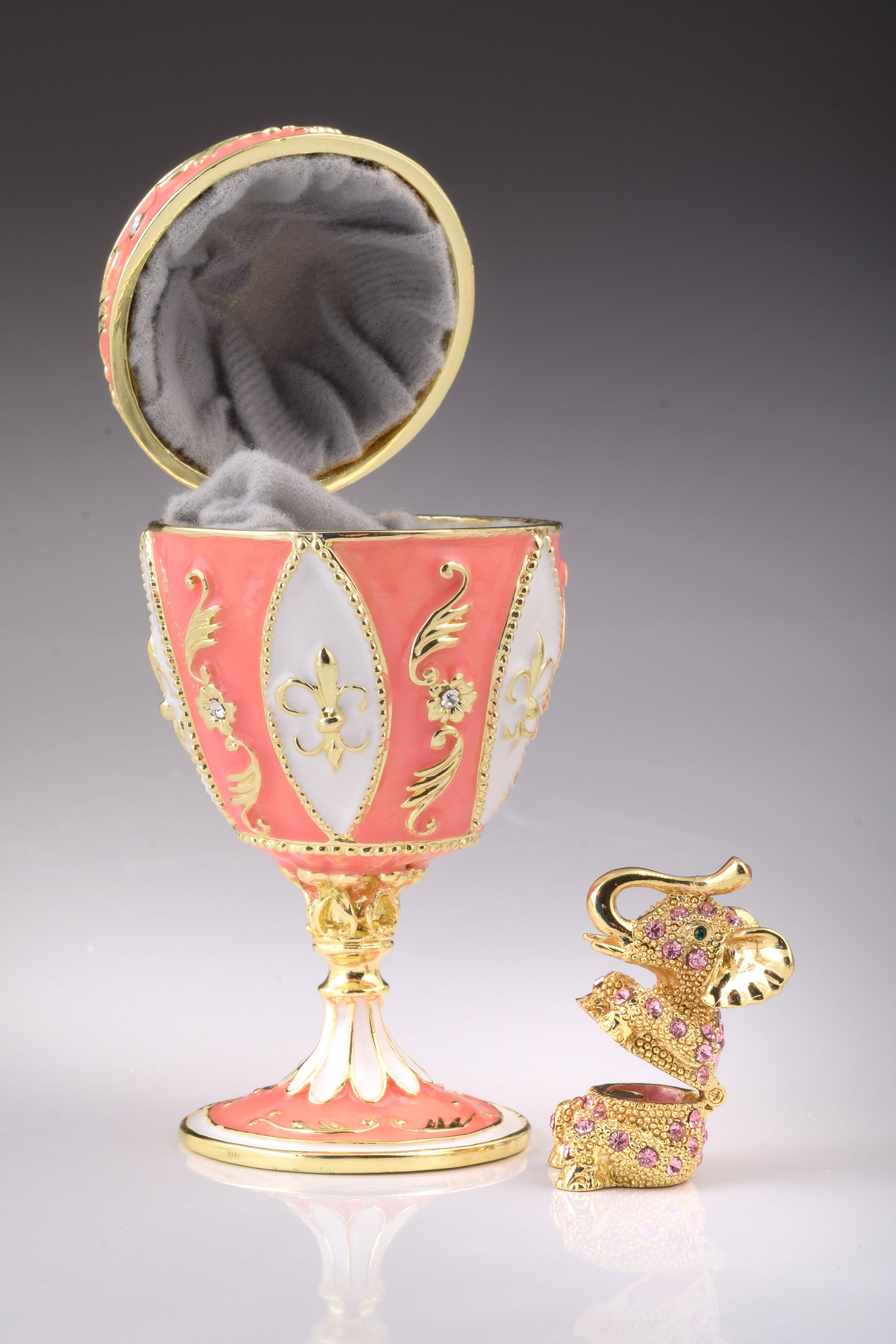 Keren Kopal Pink Faberge Egg with Elephant Inside