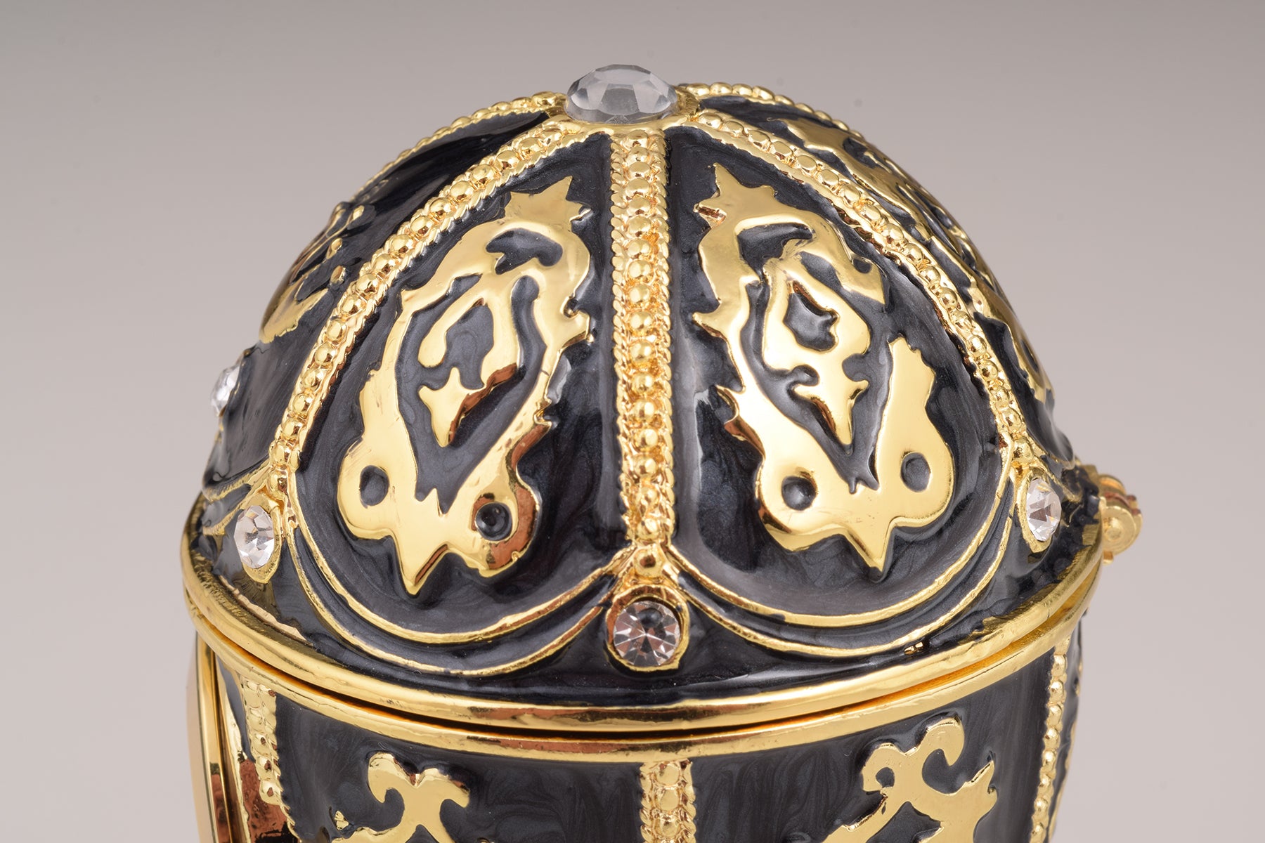Keren Kopal Black Faberge Egg with Clock