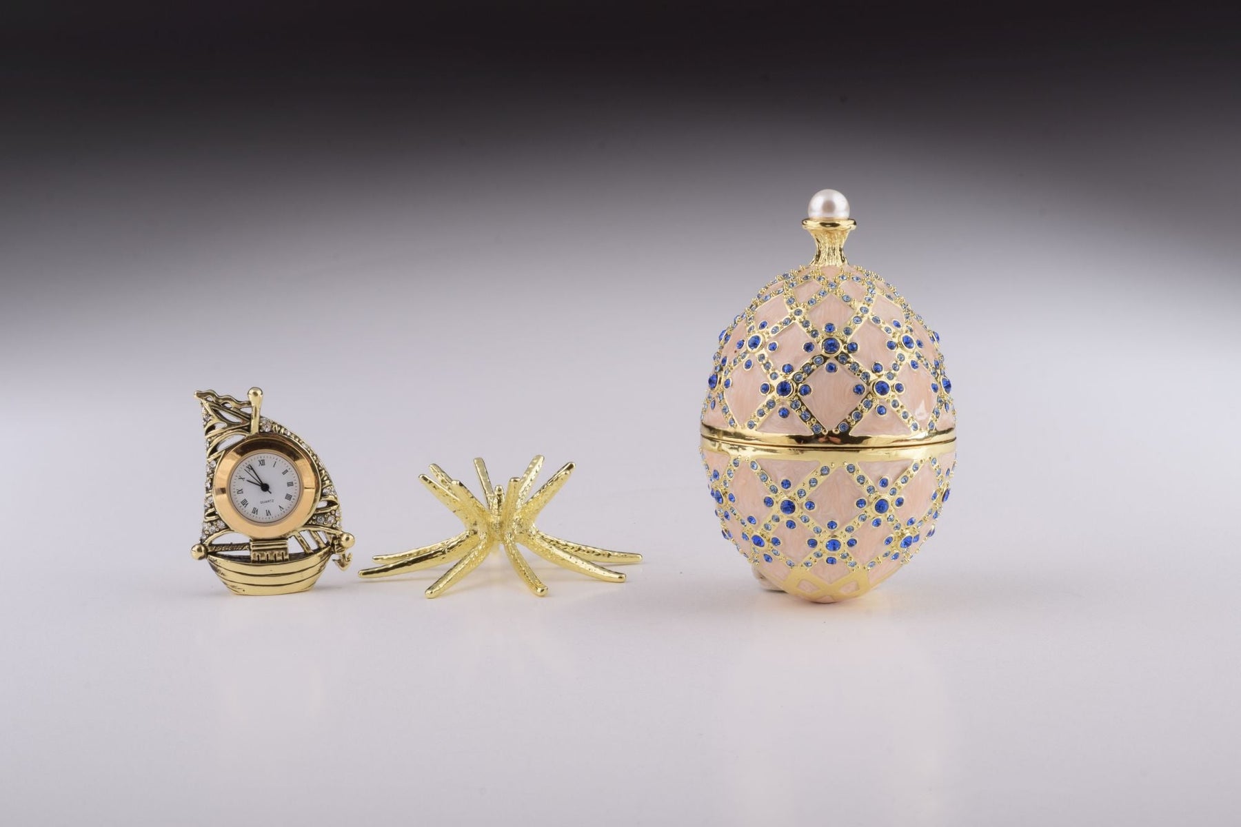 Keren Kopal Pink Faberge Egg with Clock Inside