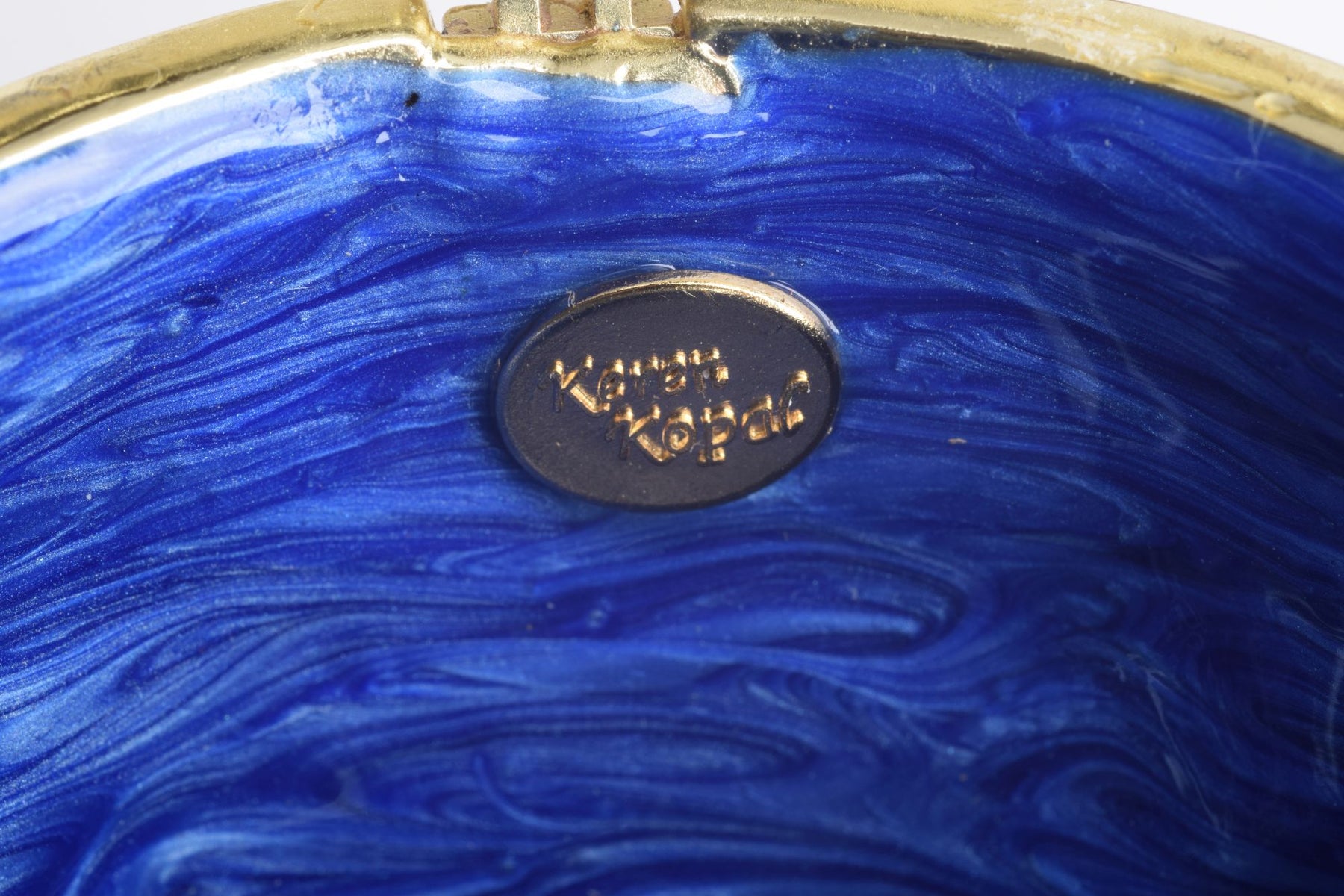 Keren Kopal Blue Easter Egg with Bee & Flowers