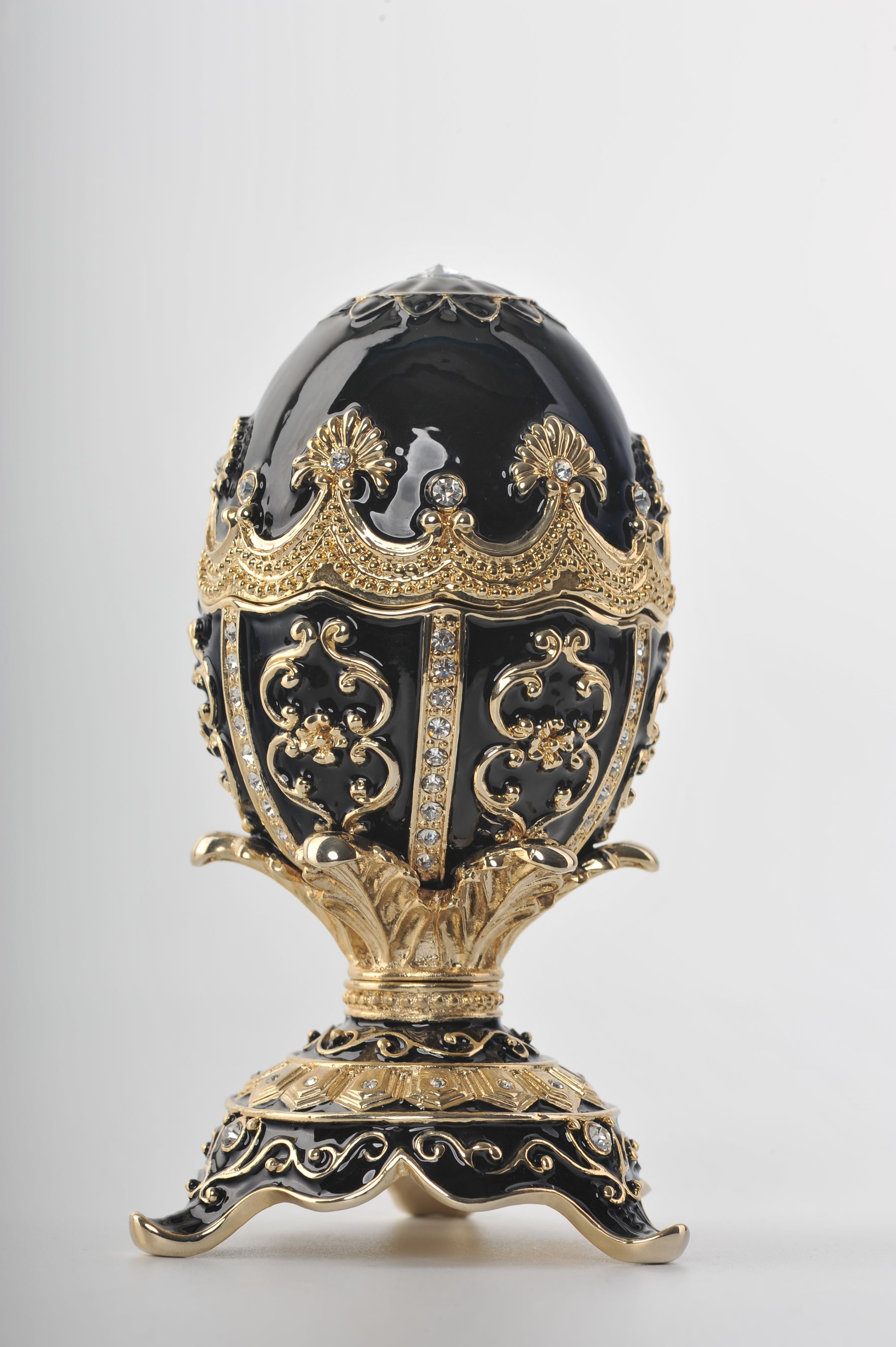 Keren Kopal Black Faberge Egg with a Chicken Inside