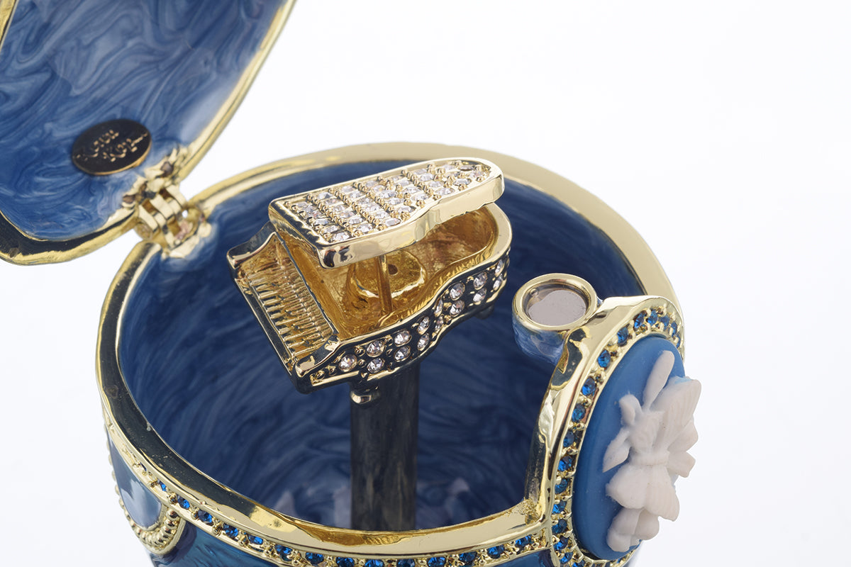 Keren Kopal Blue Faberge Egg with Piano Inside