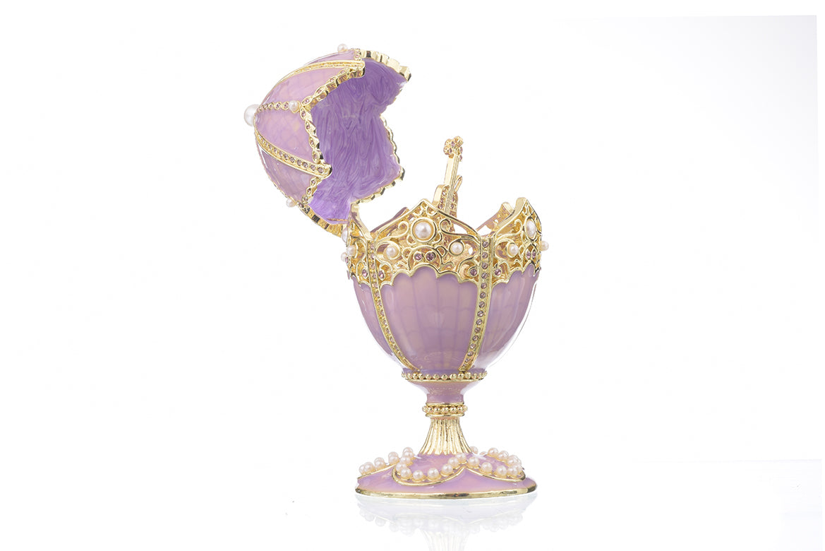 Keren Kopal Purple Faberge Egg with Violin Inside