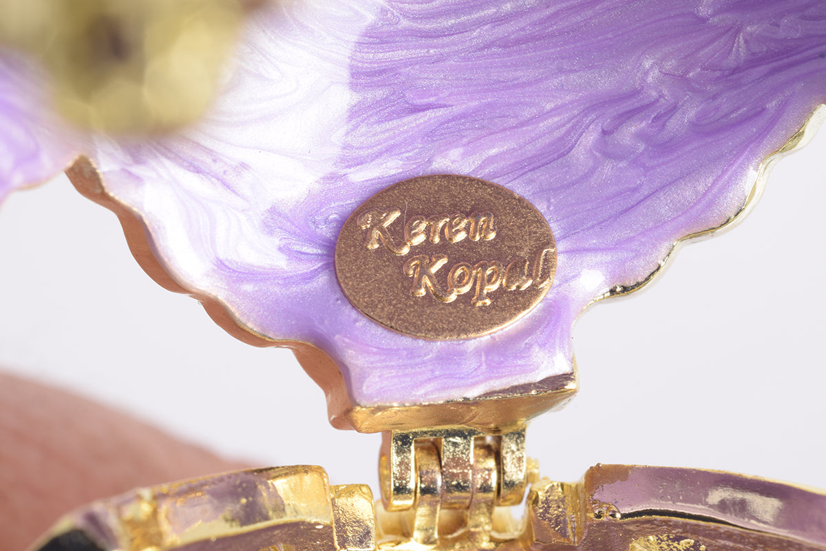 Keren Kopal Purple Faberge Egg with Violin Inside