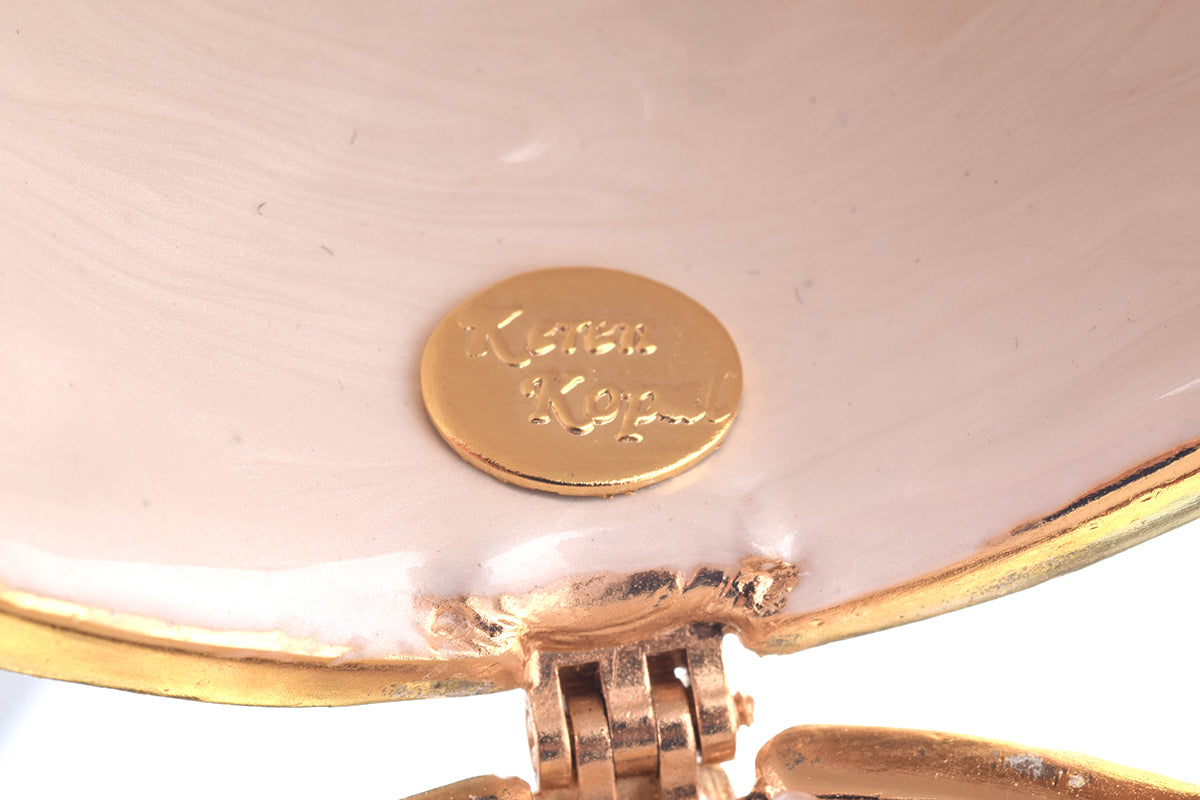 Keren Kopal White Faberge Egg with Swans