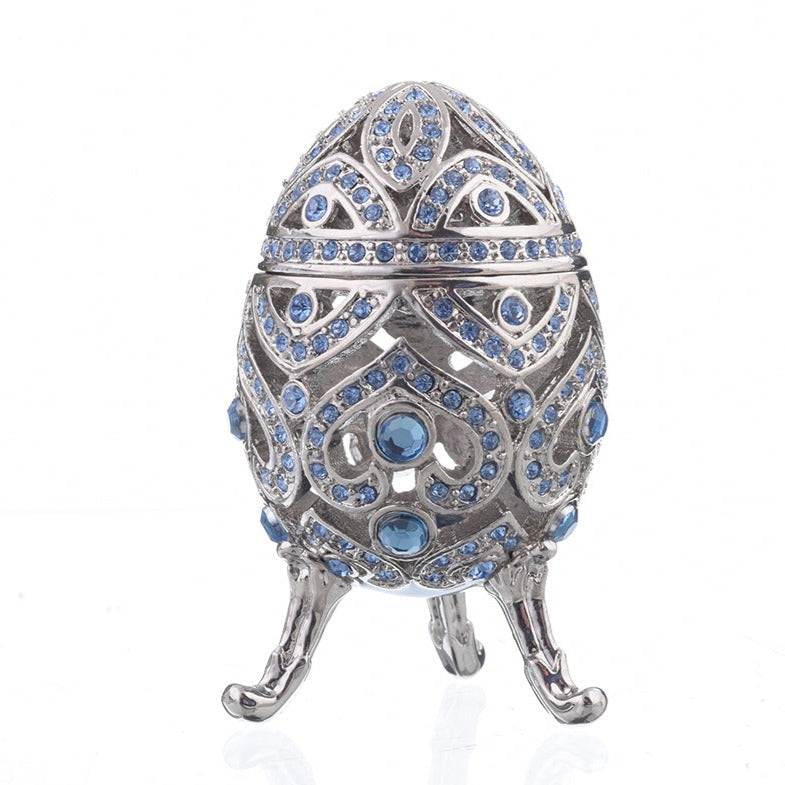 Keren Kopal Silver Faberge Egg with Blue Crystals