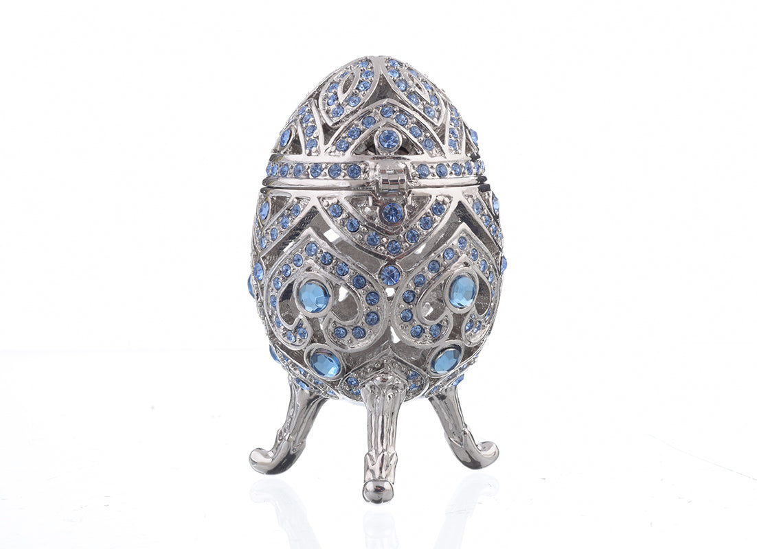 Keren Kopal Silver Faberge Egg with Blue Crystals