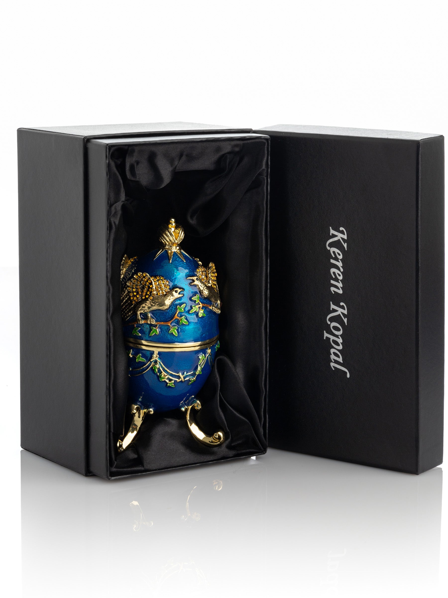 Keren Kopal Blue Russian Egg with Eagles Music Playing Egg