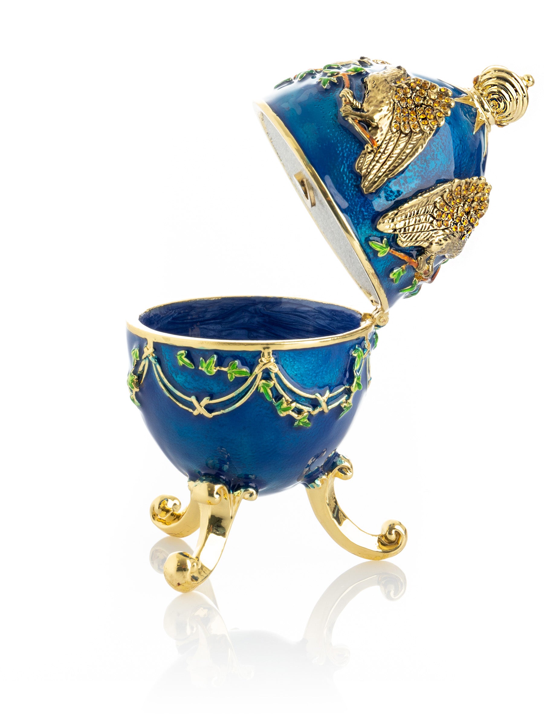 Keren Kopal Blue Russian Egg with Eagles Music Playing Egg