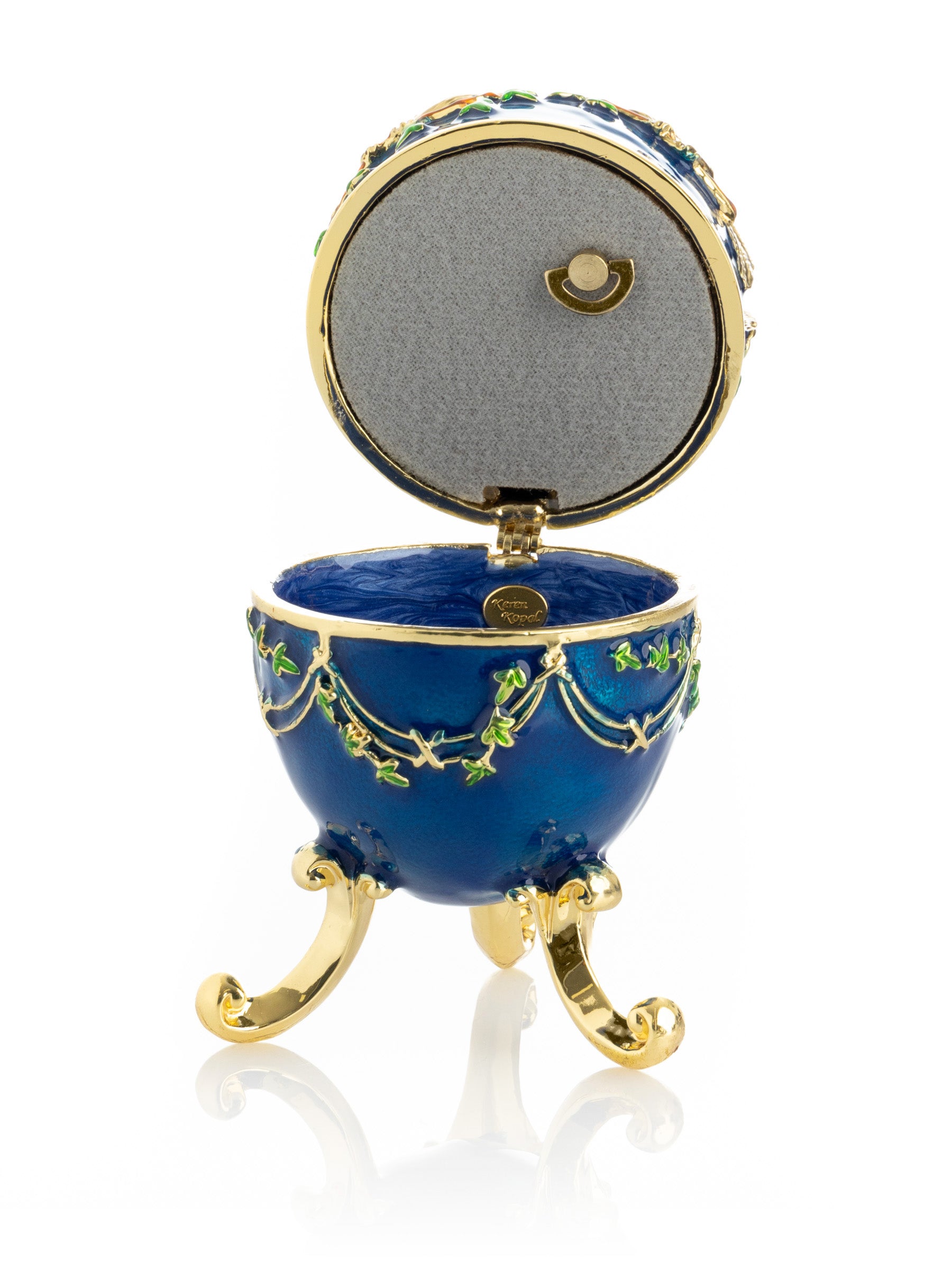 Keren Kopal Blue Russian Egg with Eagles Music Playing Egg