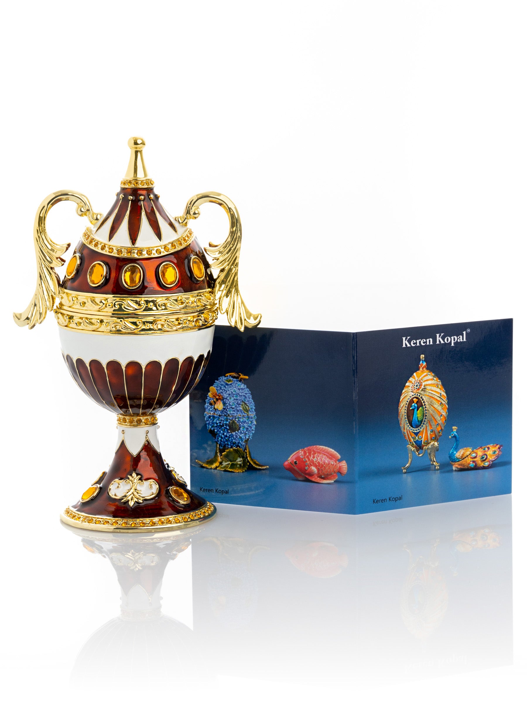 Keren Kopal Brown Music Playing Faberge Egg with Wings
