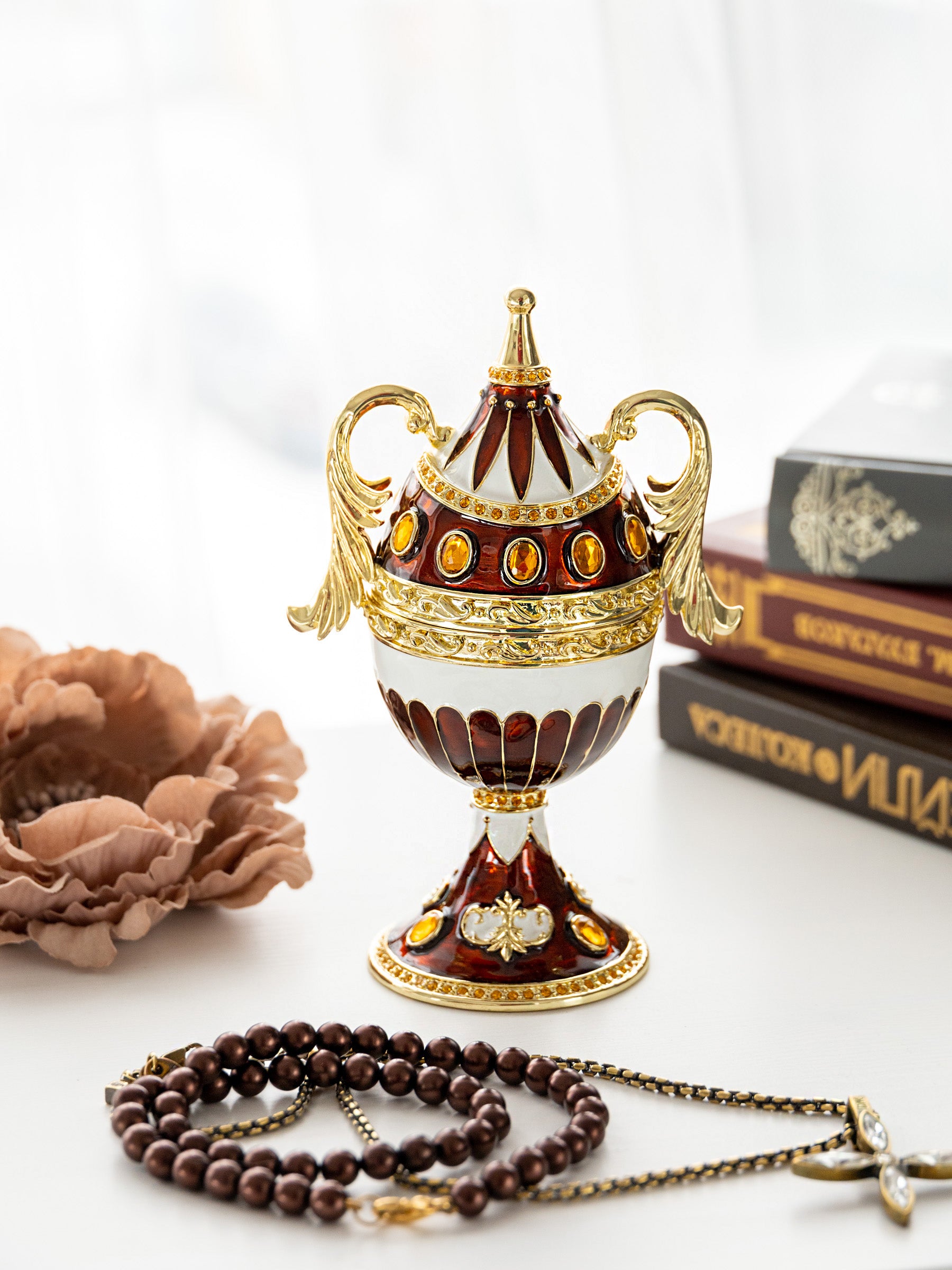 Keren Kopal Brown Music Playing Faberge Egg with Wings