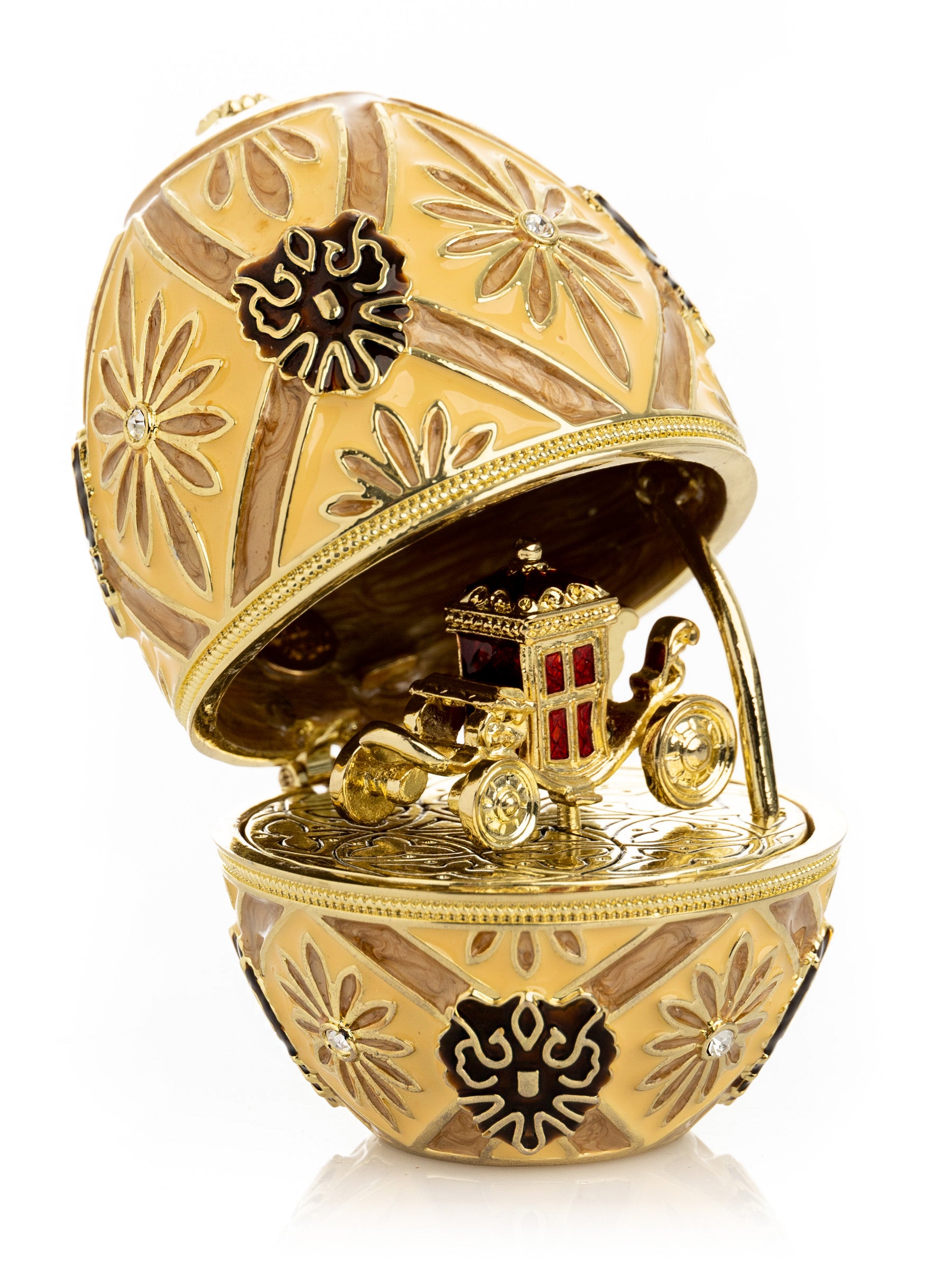 Keren Kopal Brown Faberge Royal egg with Carriage