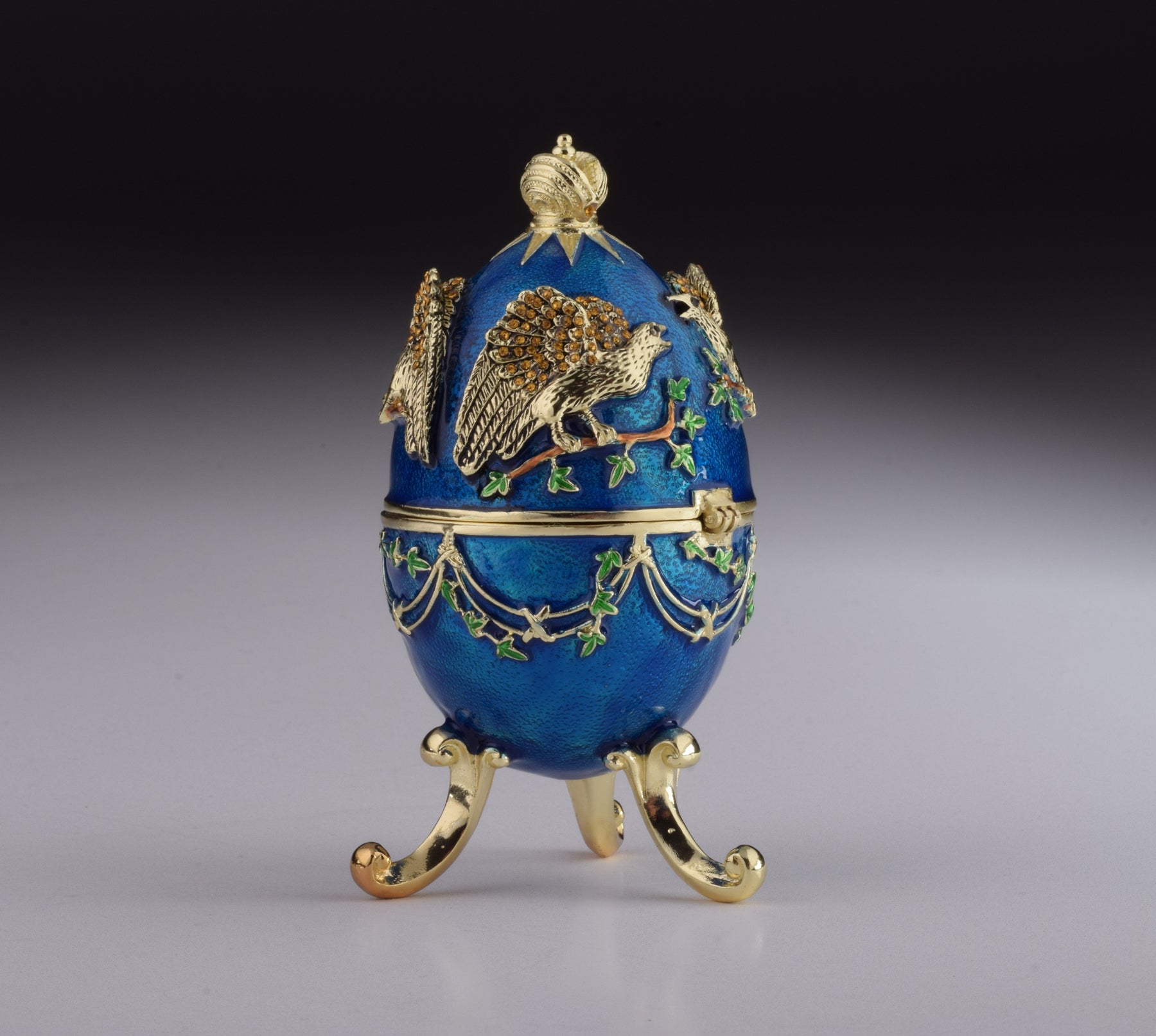 Keren Kopal Blue Russian Egg with Eagles Music Playing Egg