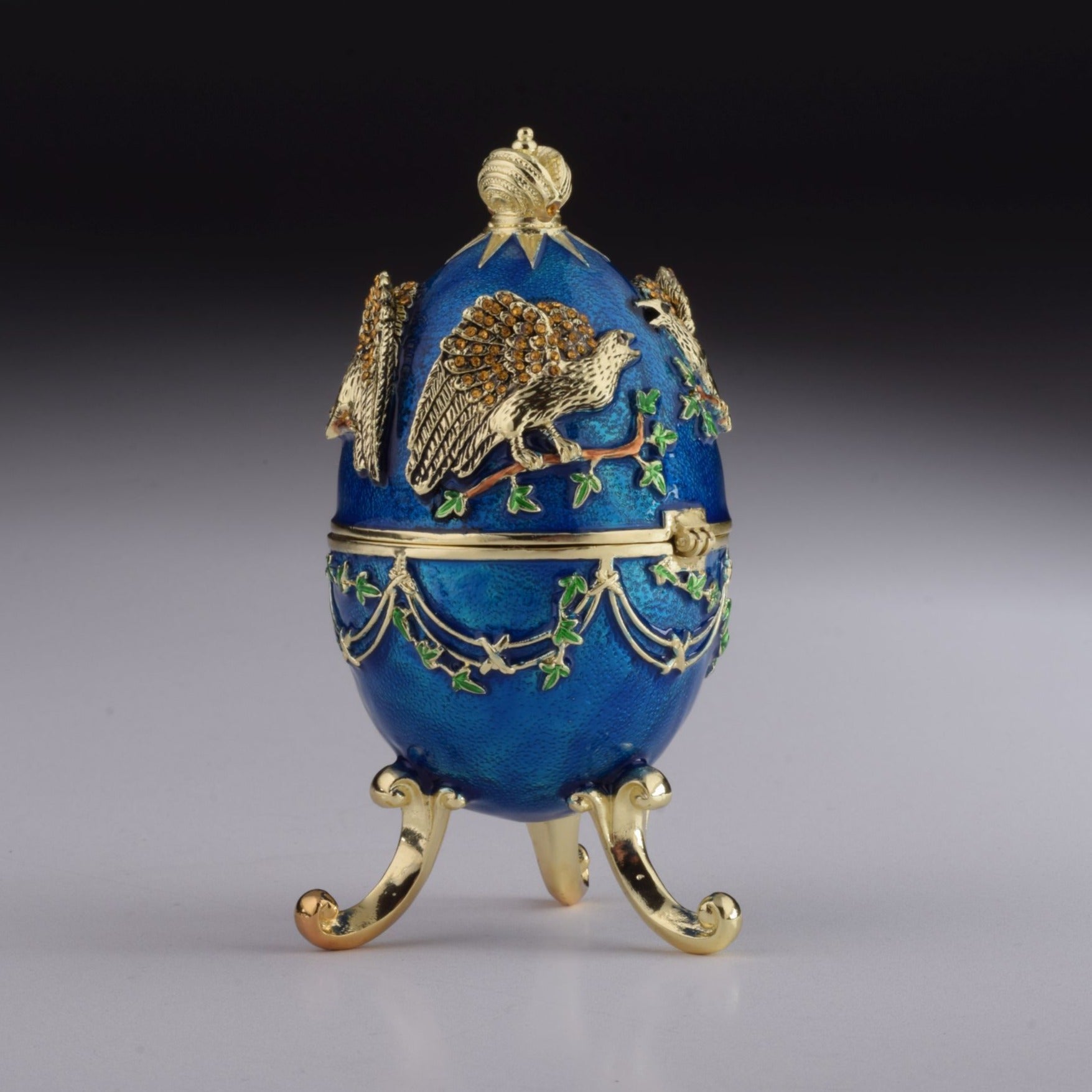 Keren Kopal Blue Russian Egg with Eagles Music Playing Egg