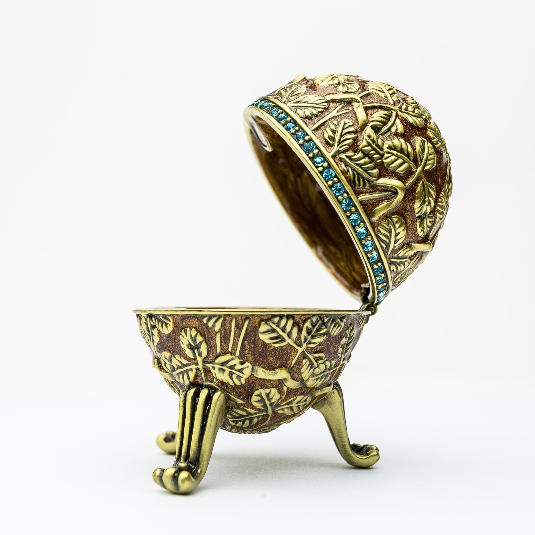 Keren Kopal Brown Faberge Egg with Leaves