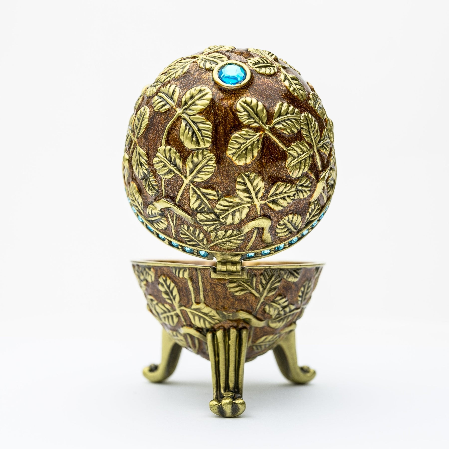 Keren Kopal Brown Faberge Egg with Leaves