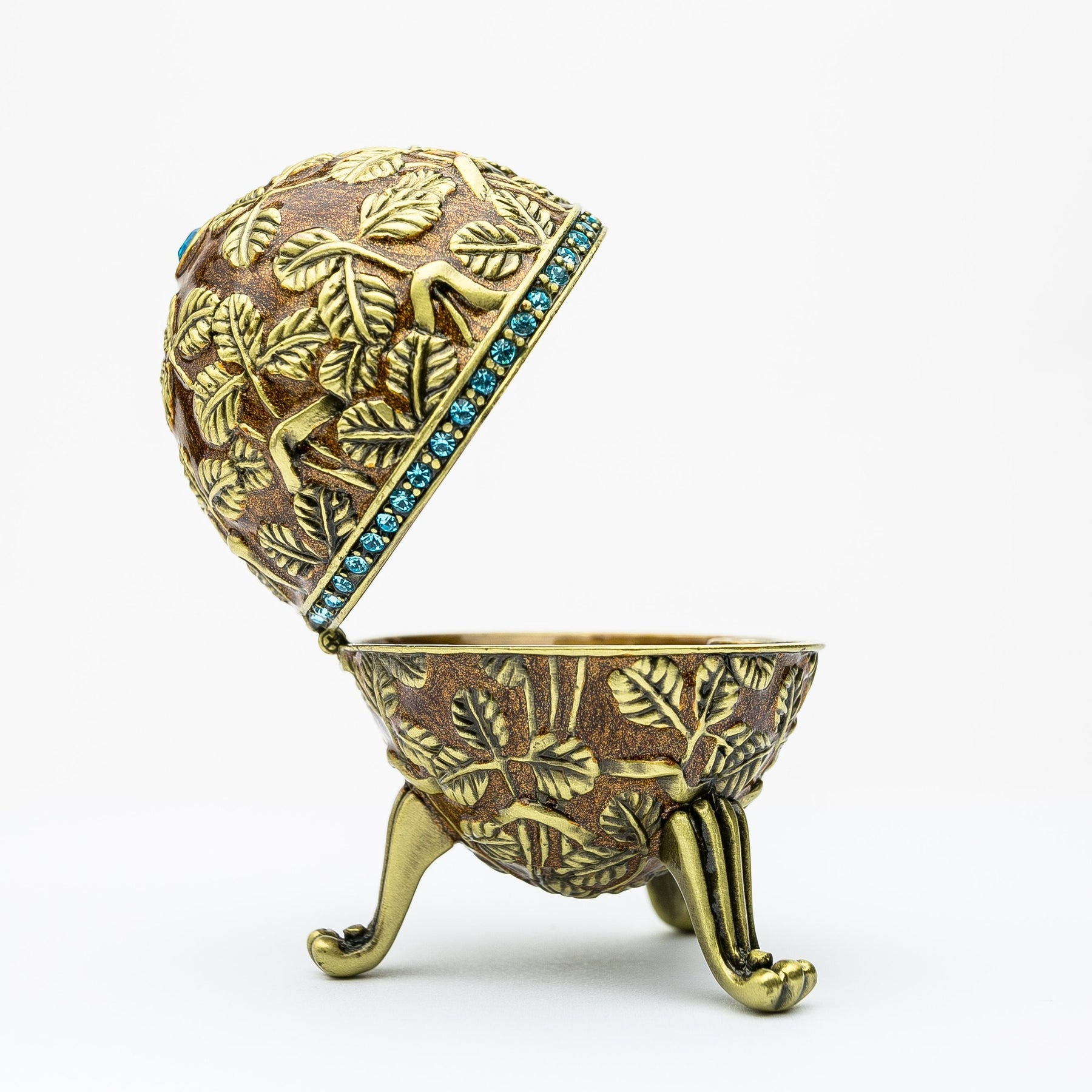 Keren Kopal Brown Faberge Egg with Leaves