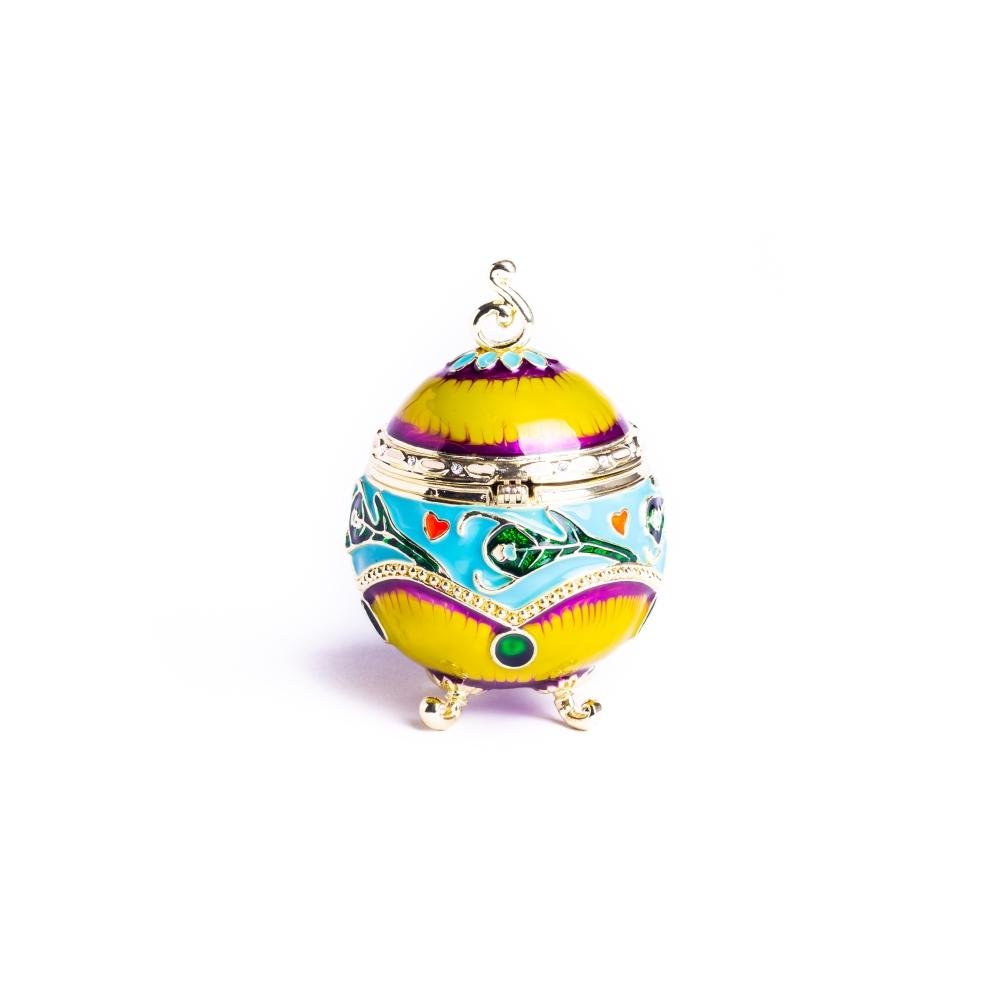 Keren Kopal Colorful Decorated Faberge Egg with Peacock Surprise