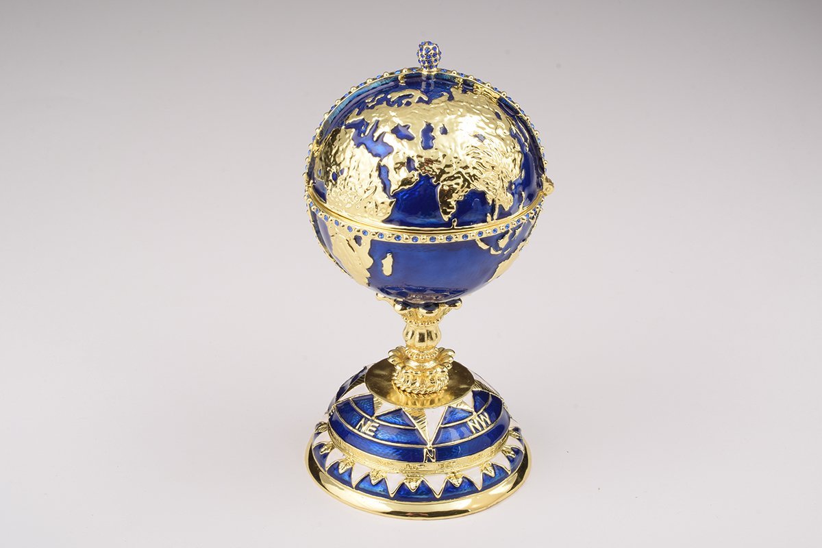 Keren Kopal Globe Faberge Egg with Sailing ship