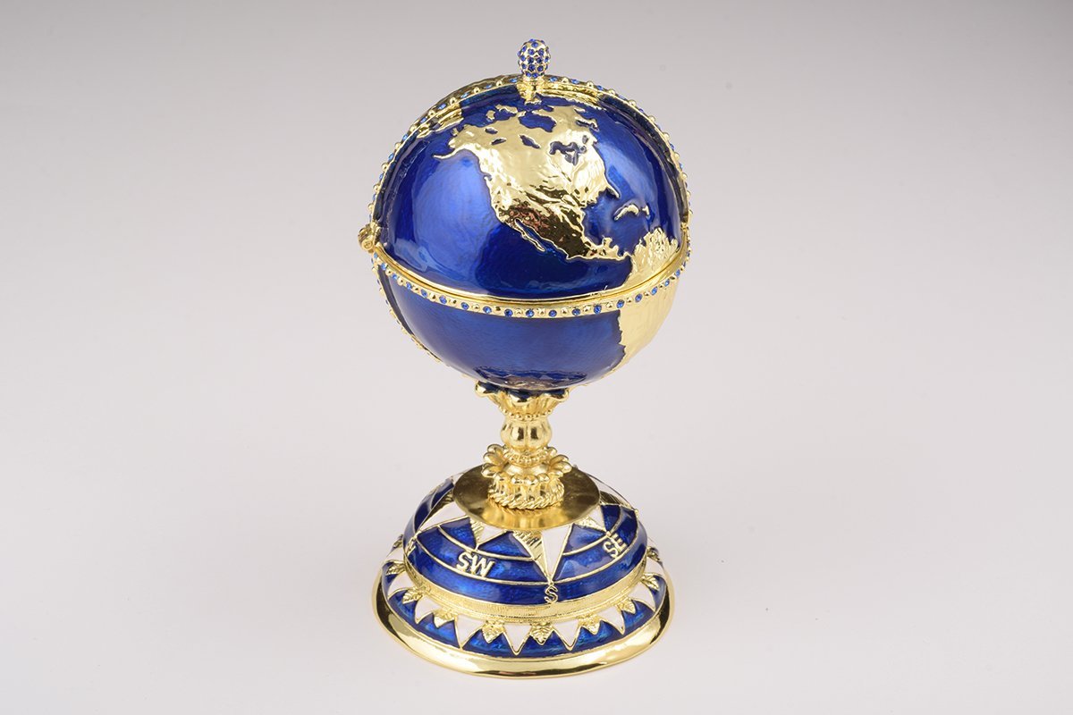 Keren Kopal Globe Faberge Egg with Sailing ship