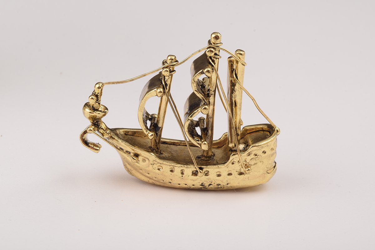 Keren Kopal Globe Faberge Egg with Sailing ship