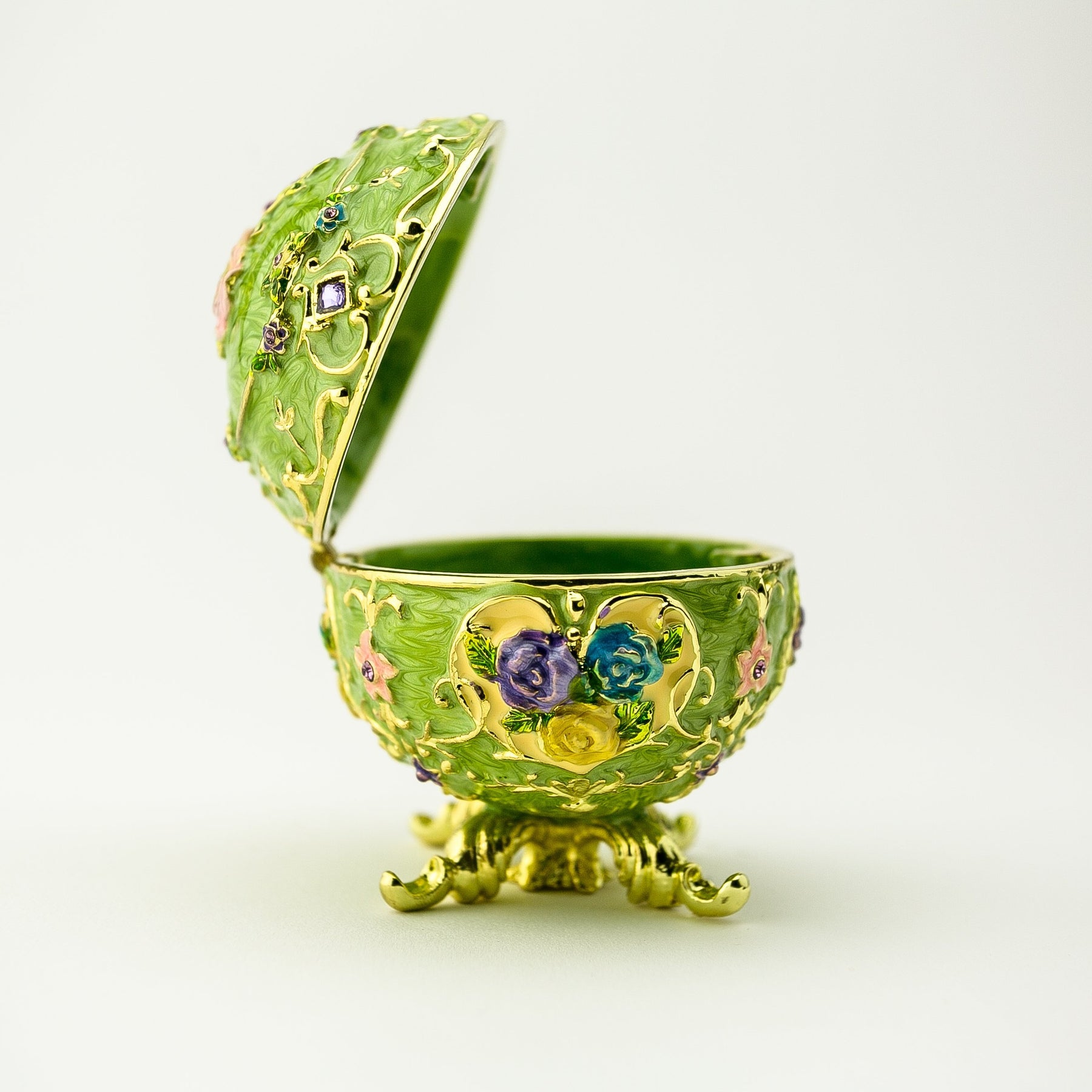 Keren Kopal Green Faberge Egg with Flowers