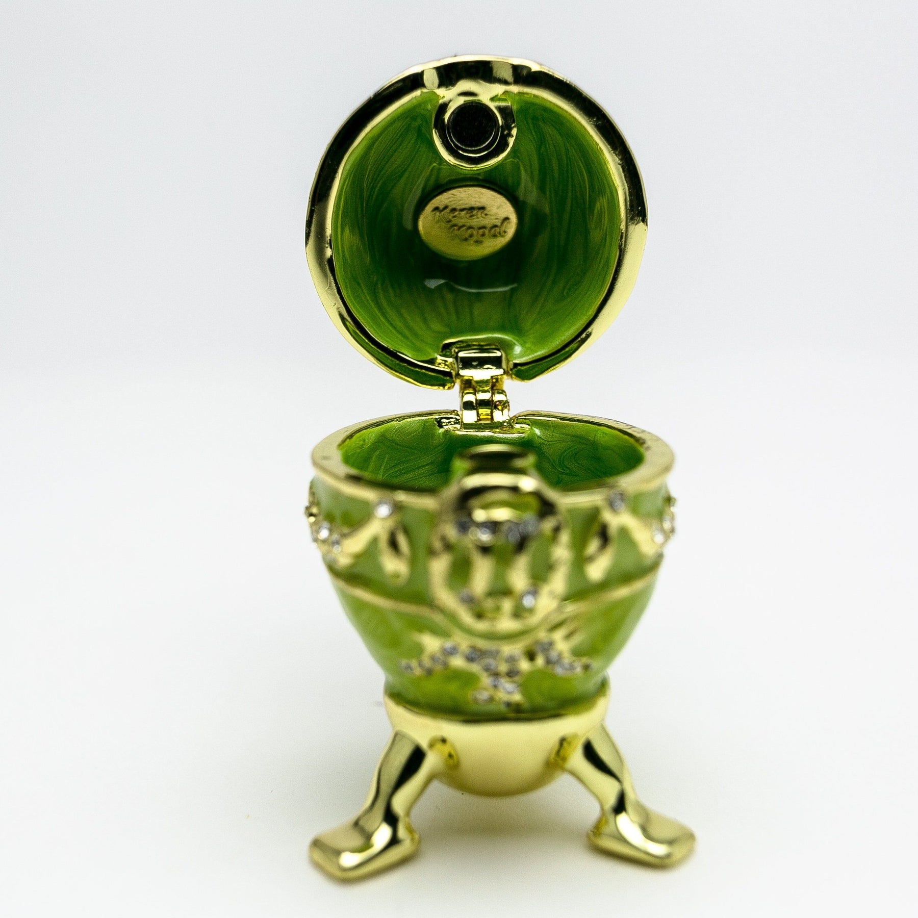 Keren Kopal Green Faberge Egg with Heart on Top