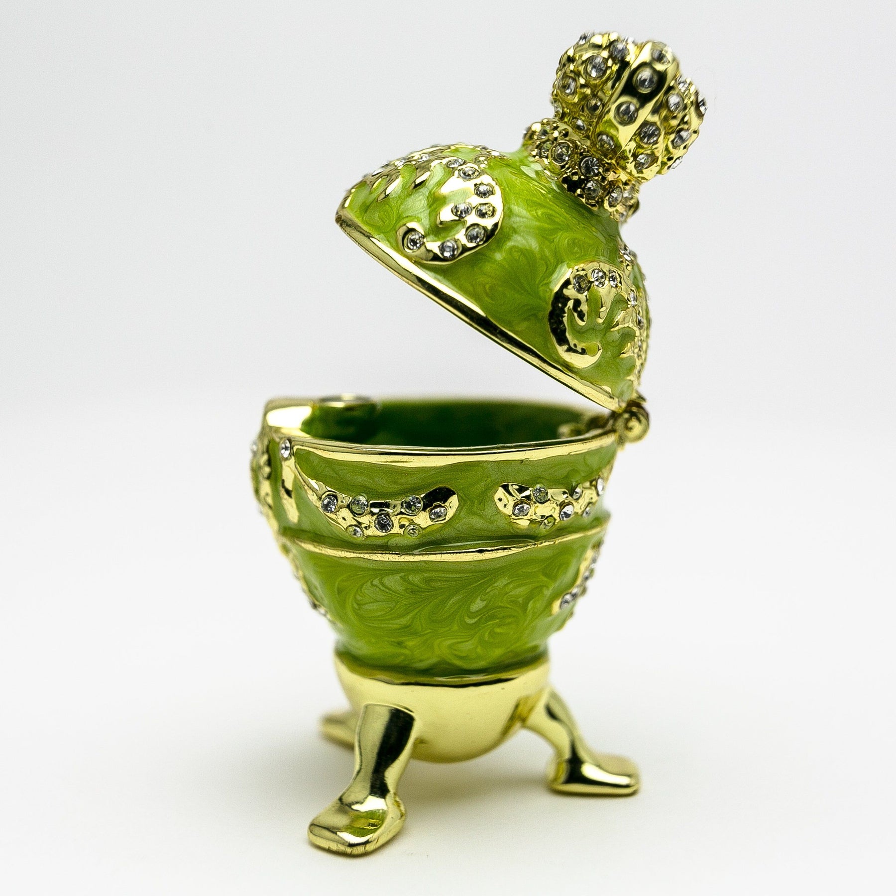 Keren Kopal Green Faberge Egg with Heart on Top
